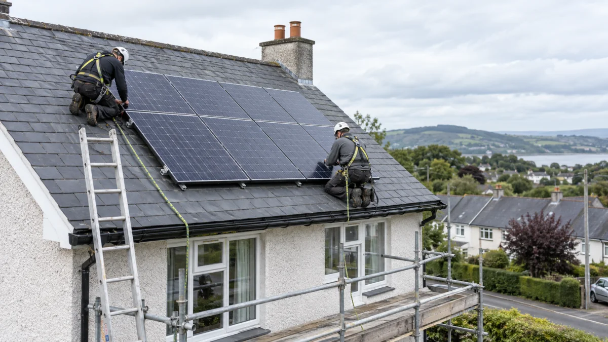 Solar panel installers carrying out residential work